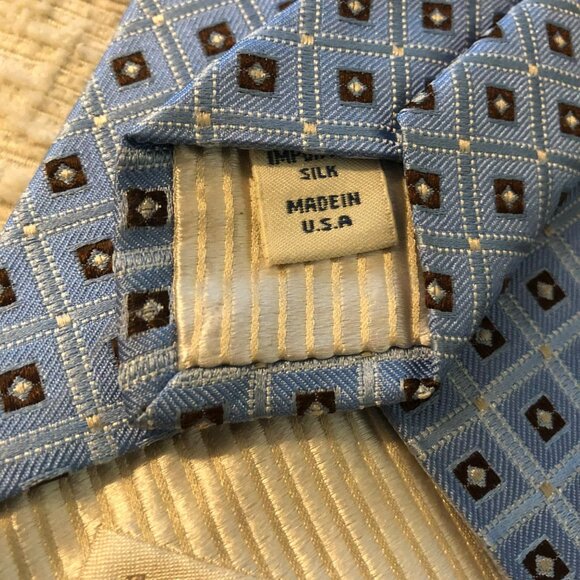 John W Nordstrom 100% Silk Tie USA Baby Blue Diamond Pattern - Picture 4 of 4